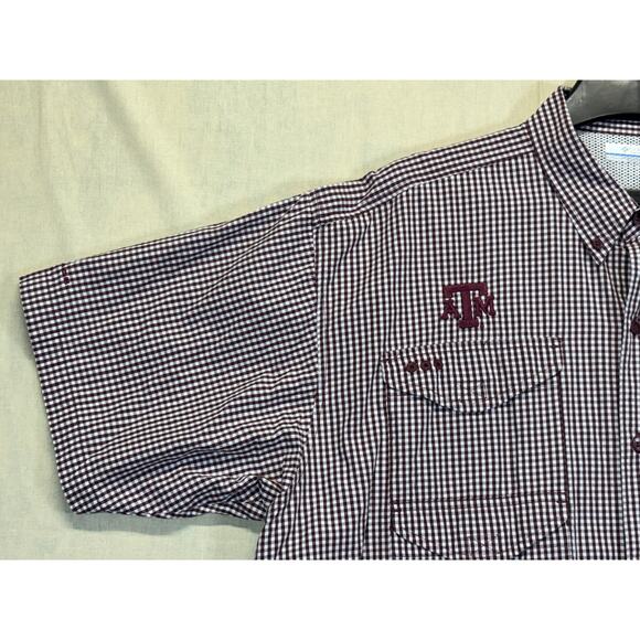 Columbia PFG Texas A&M Aggies Shirt Men's XL Maroon Plaid Super Bonehead Fishing - Picture 14 of 16